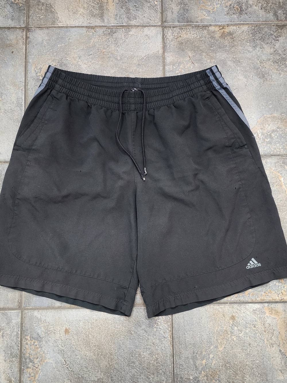 Vintage Y2K Adidas Men's Large Striped Black Track Running Athletic Shorts